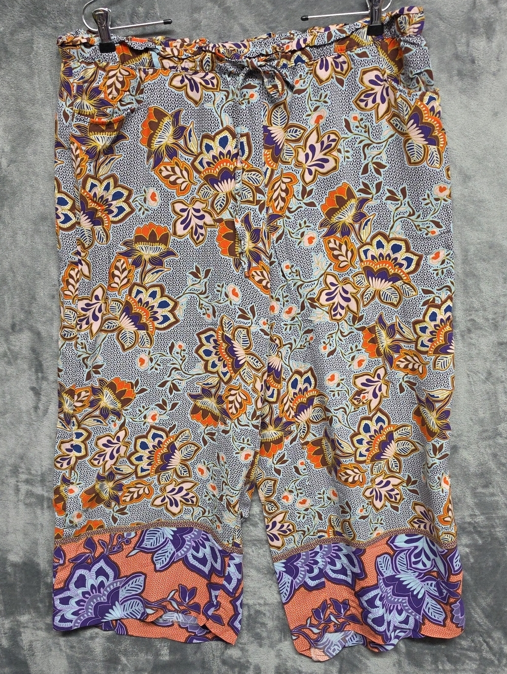 LOFT Multicolor Floral-Patterned Elastic Palooza Waist Pants Sz LG